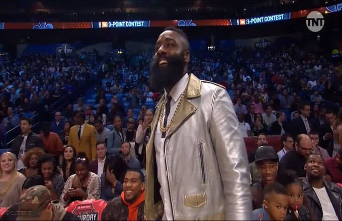 Twitter Absolutely Roasted James Harden's Metallic All-Star Outfit