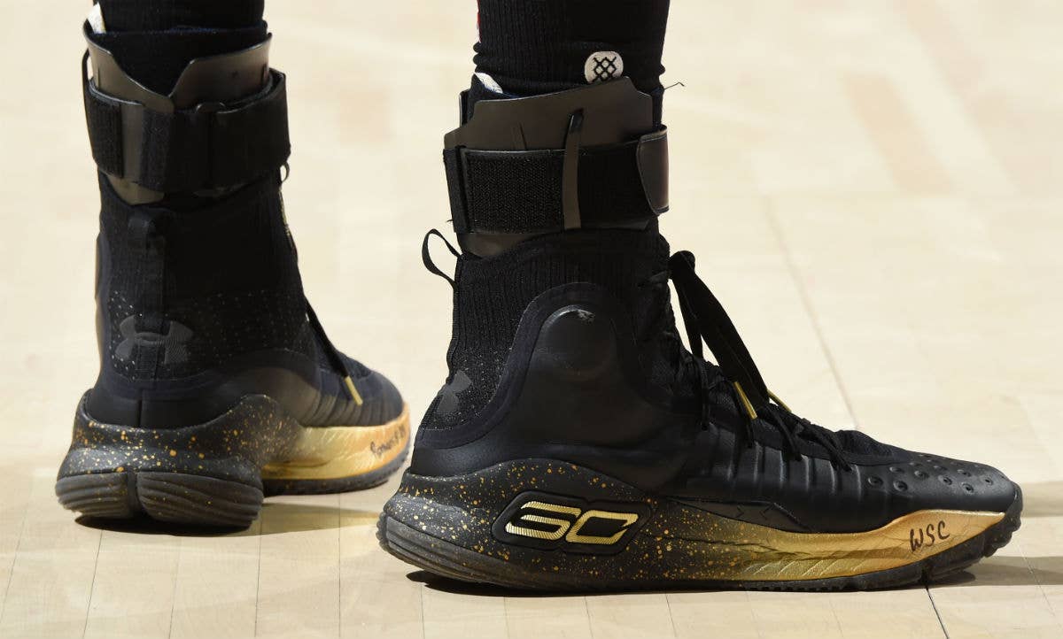 Stephen Curry Under Armour Curry 4 Black/Gold Finals PE Right
