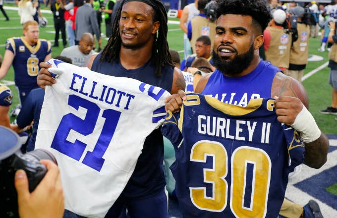 Los Angeles Rams' Todd Gurley and Dallas Cowboys' Ezekiel Elliott