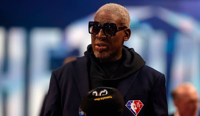 Dennis Rodman attends NBA 75 at All-Star Weekend