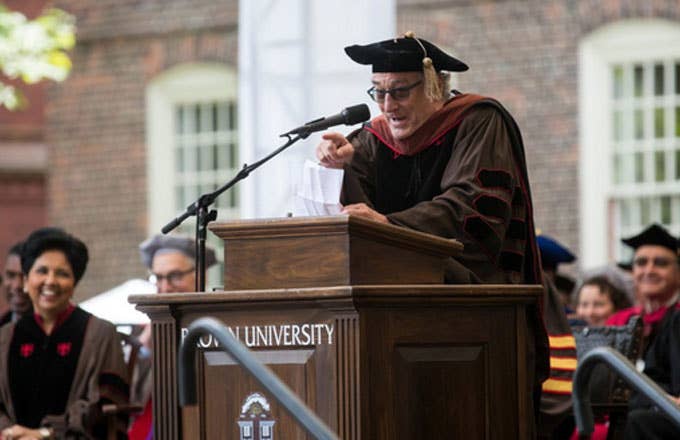 Robert Deniro at the lecturn for a commencement speech at Brown University.
