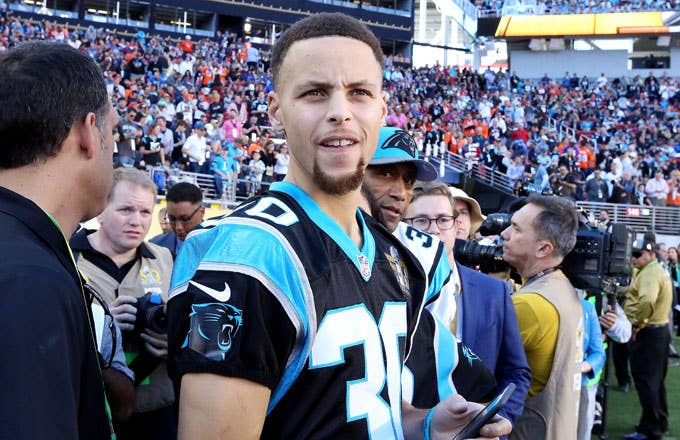 Stephen Curry at Super Bowl 50.