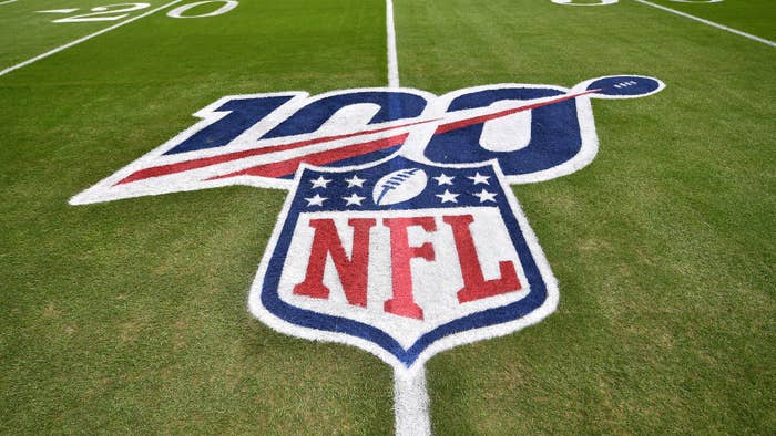 A general view of the NFL 100 logo