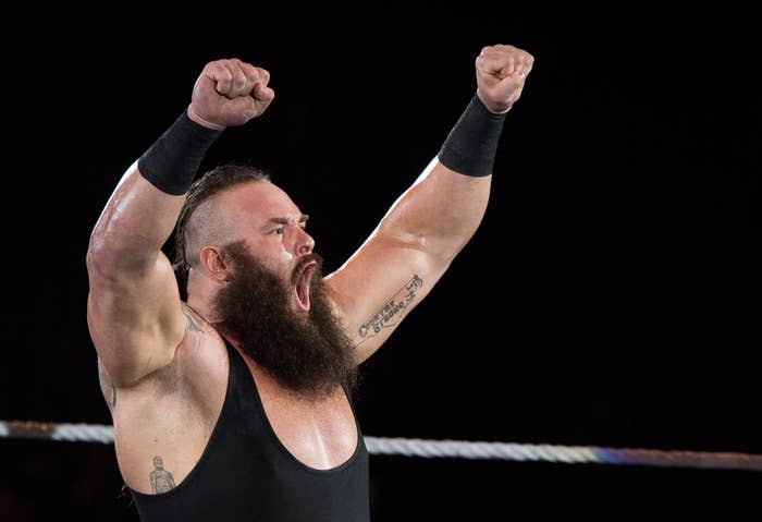 Braun Strowman reacts during to the WWE Live Duesseldorf event