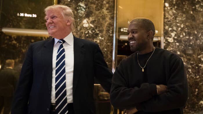 President-elect Donald Trump and Kanye West stand together
