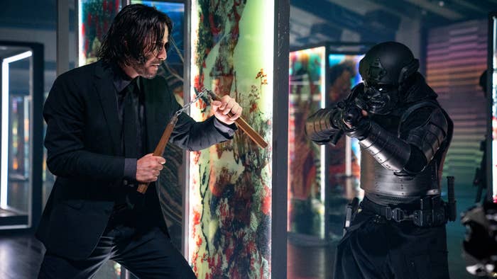 John Wick is seen battling an individual