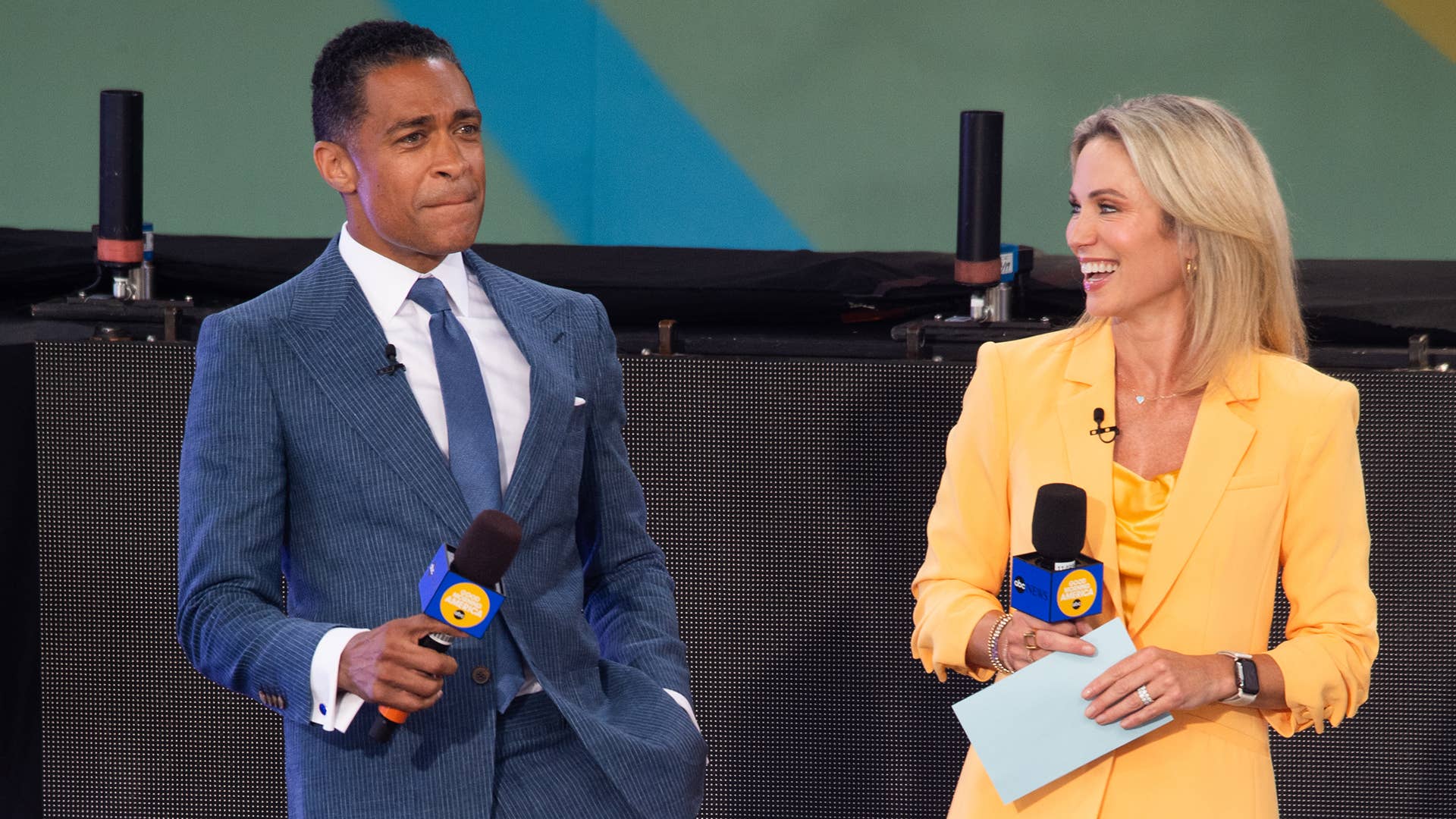 T.J. Holmes and Amy Robach attend ABC's "Good Morning America"
