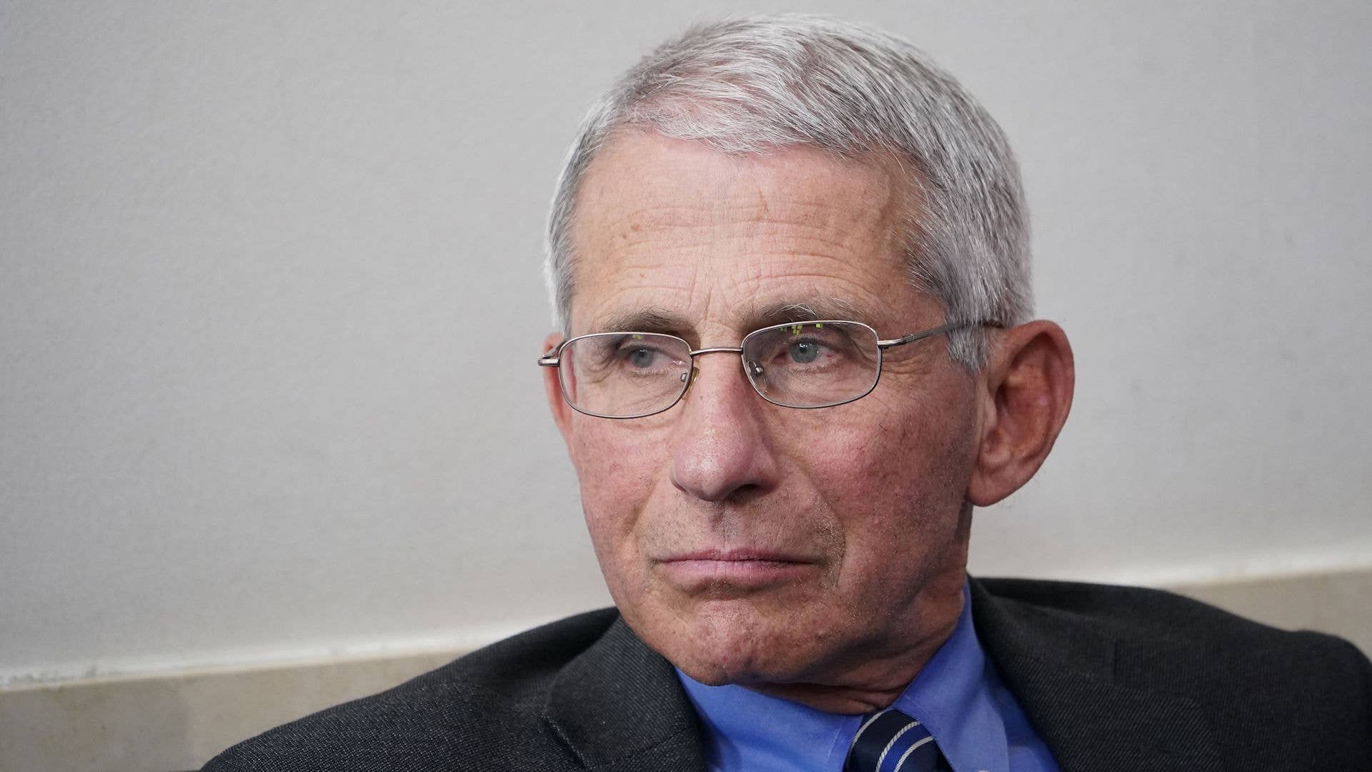 Anthony Fauci listens during the daily briefing on COVID 19 in the Brady Briefing Room.