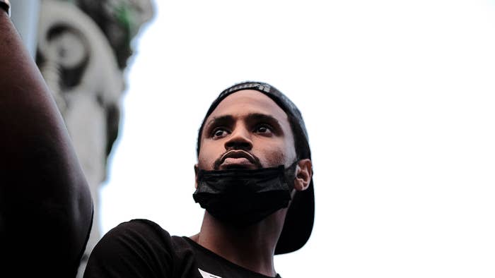 Musician Trey Songz at the Lee monument