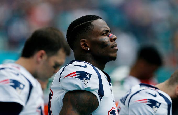Gordon of the New England Patriots looks on prior to the game against the Miami Dolphins