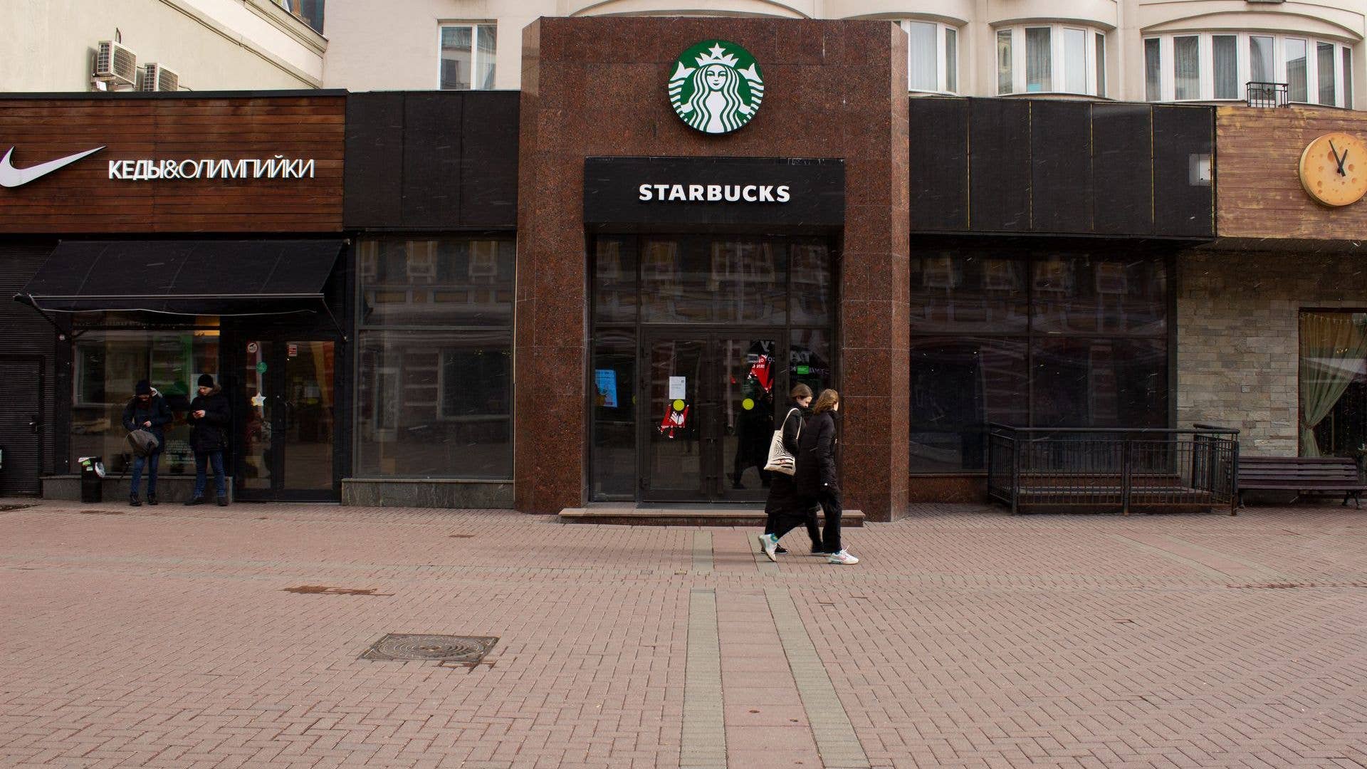 View of a Starbucks location in Russia