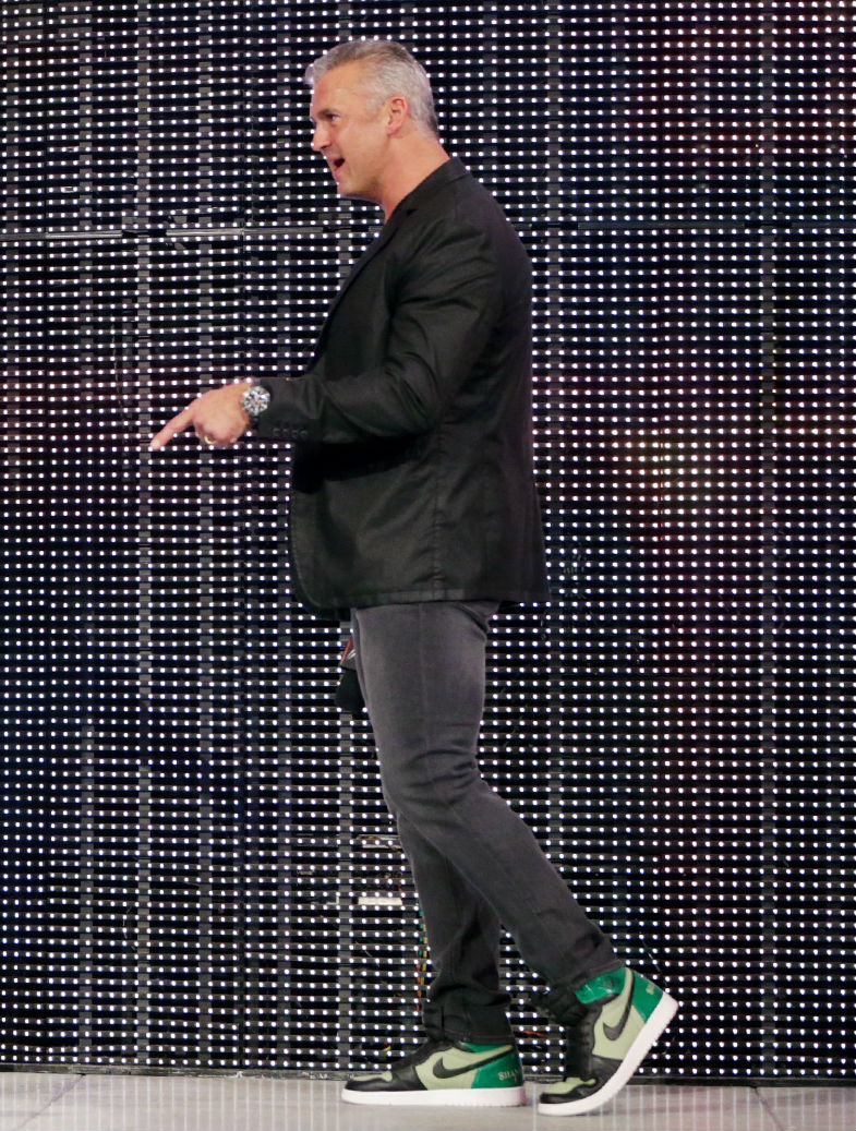 Shane McMahon Wearing a Money Air Jordan 1 Custom by Mache