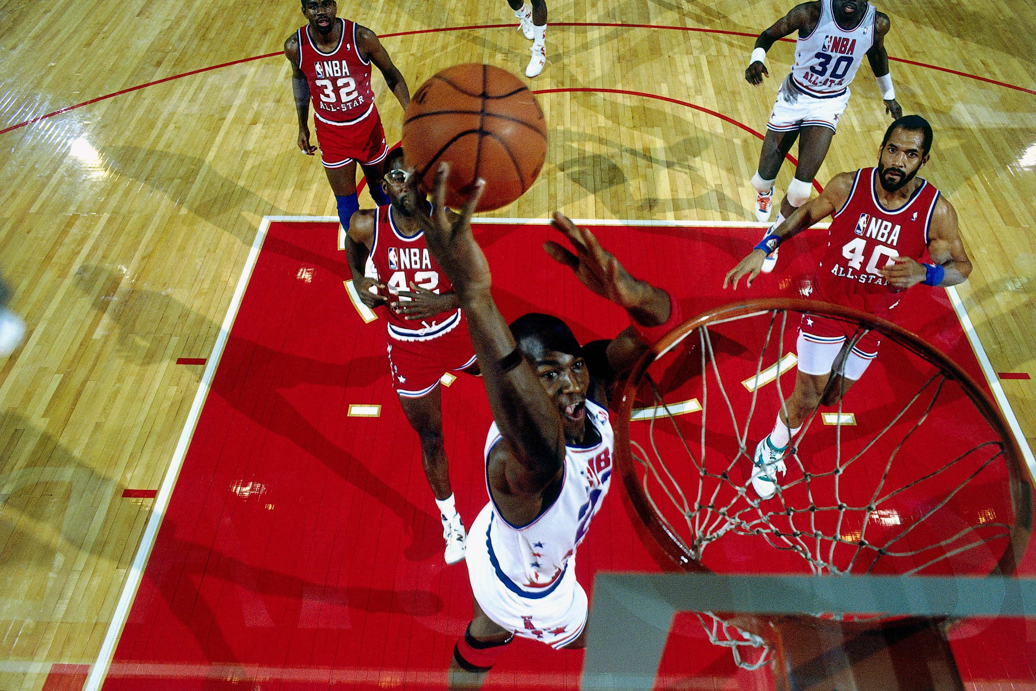 Michael Jordan of the Eastern Conference looks on during the 1988