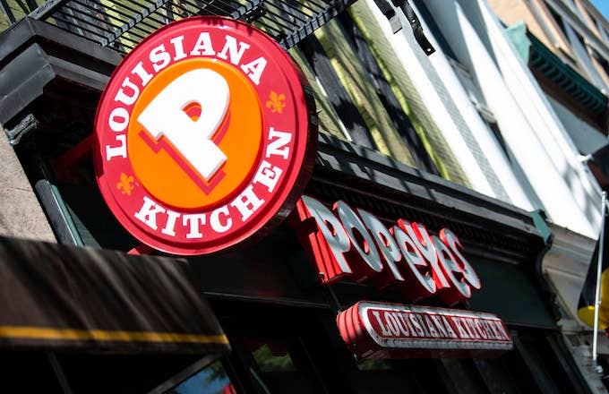 A Popeyes fast food chain restaurant is seen on a street of Washington D.C.