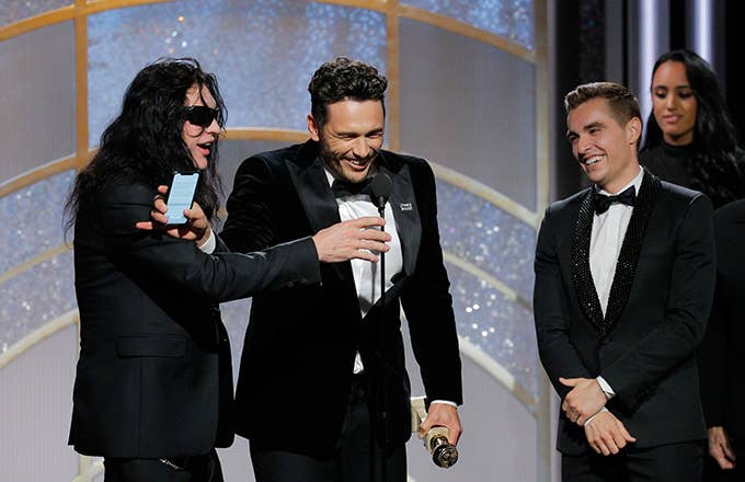 Tommy Wiseau and the Frano brothers at the Golden Globes