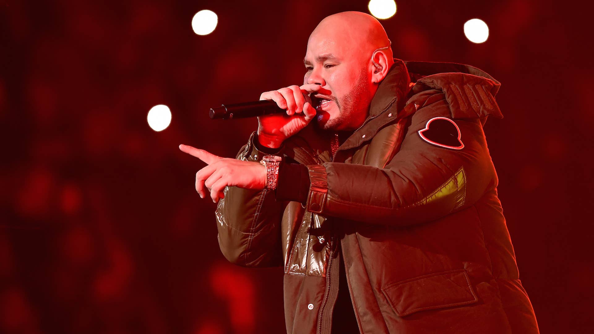 Fat Joe performs with Anuel AA on stage at Barclays Center
