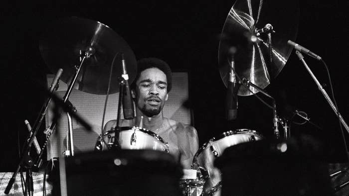 Earth Wind and Fire Drummer Fred White performing on stage