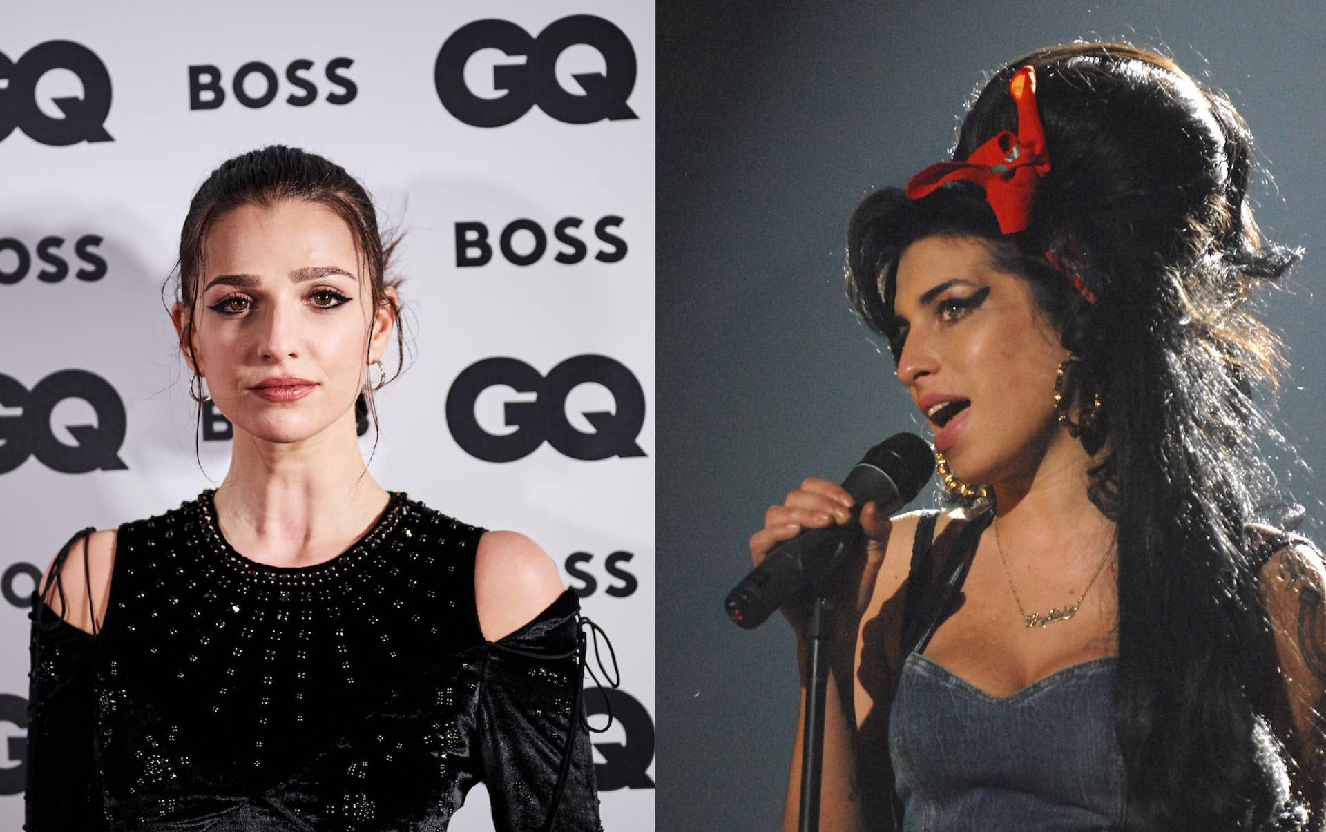 Marisa Abela and Amy Winehouse