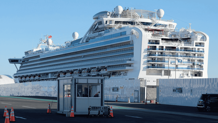 The Diamond Princess Cruise Ship docks in Japan