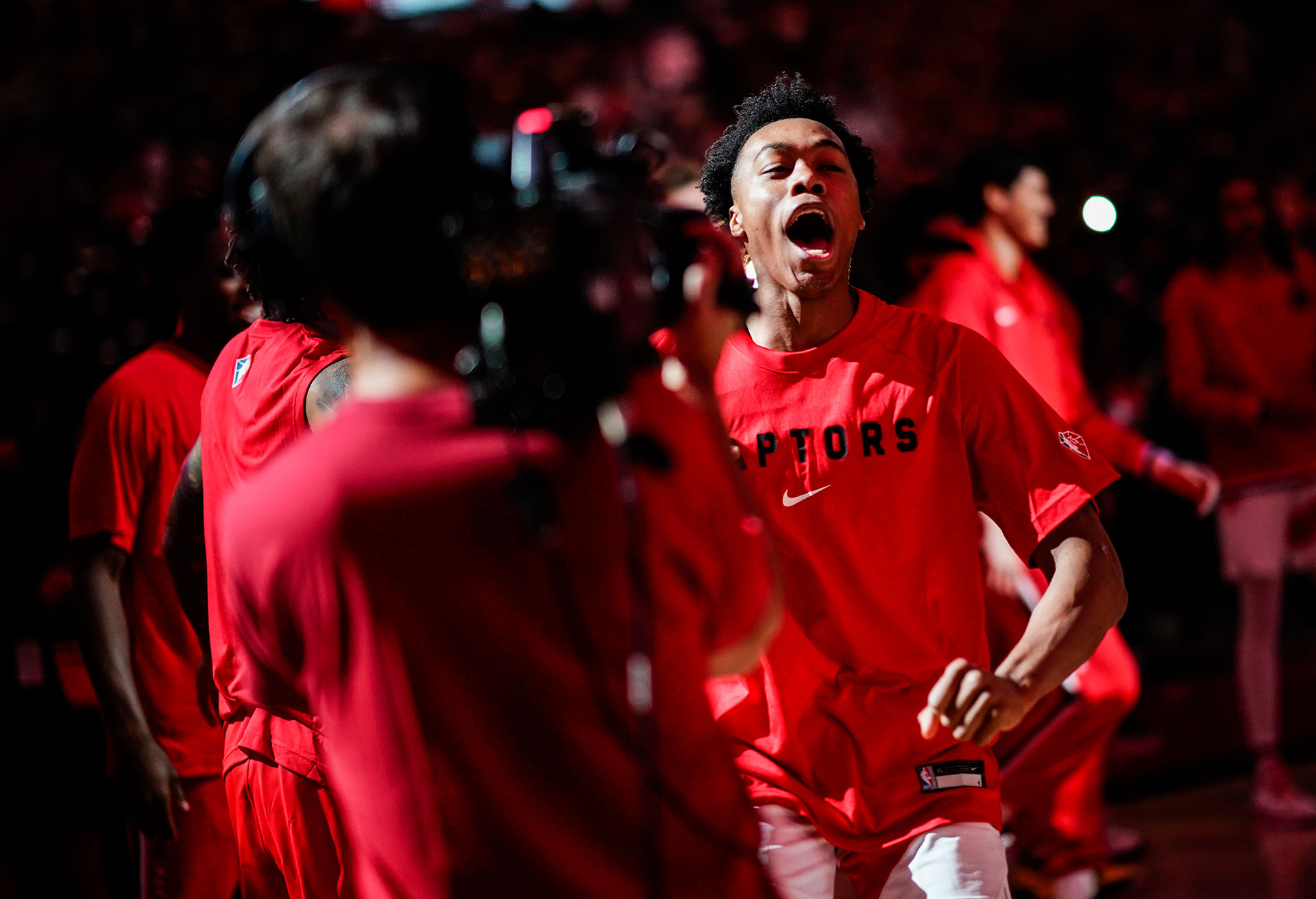 Scottie Barnes #4 of the Toronto Raptors during player introductions