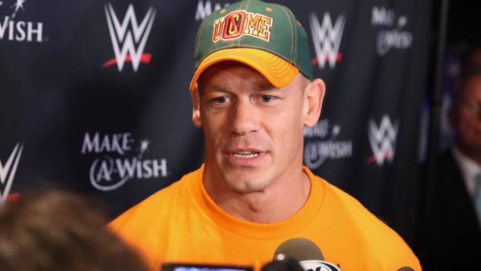 WWE superstar wrestler John Cena attends the Make-A-Wish celebration event