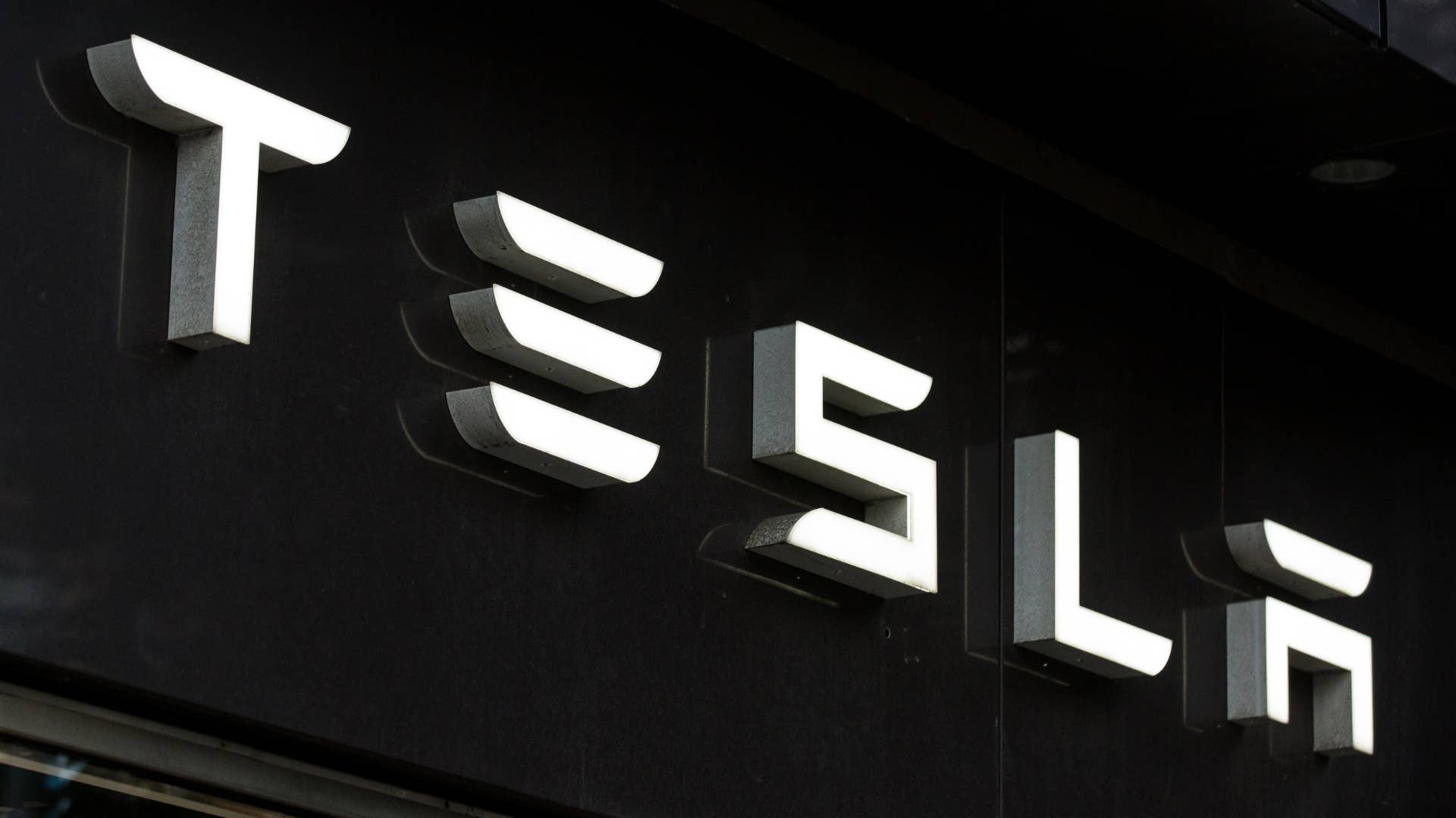 Tesla logo seen in Gothenburg.