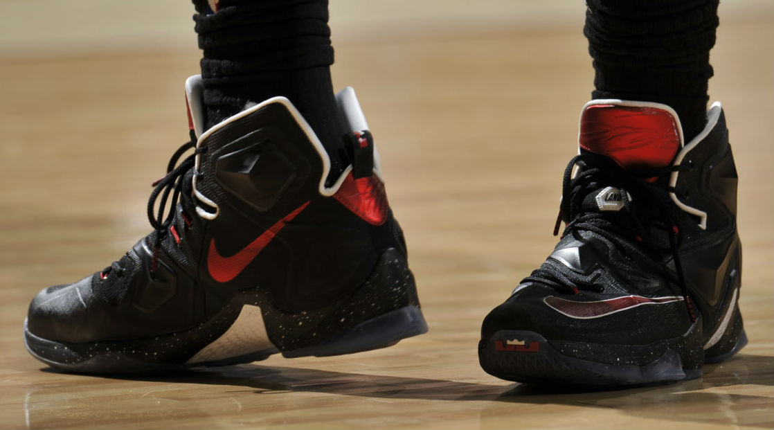 LeBron James Wearing a Black/Red White Nike LeBron 13 PE