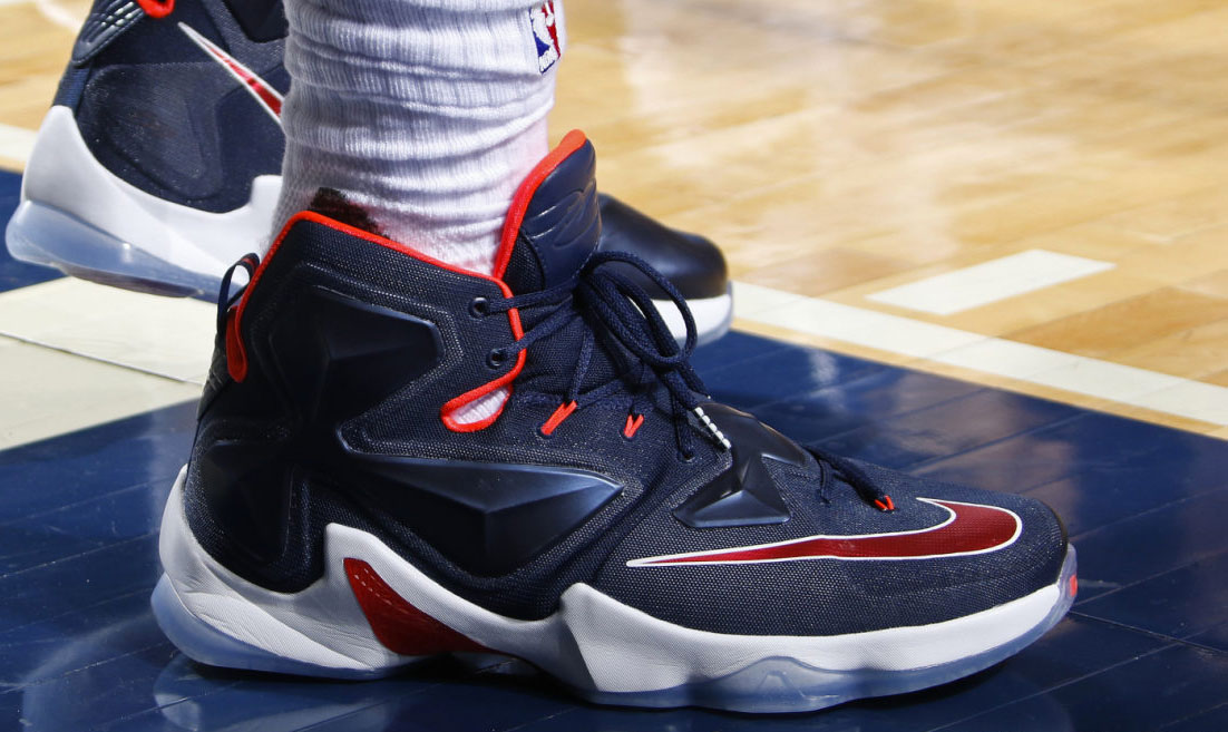 LeBron James Wearing the Navy &#x27;On Court&#x27; Nike LeBron 13