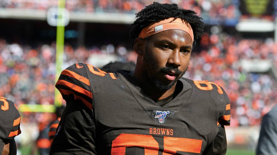 Myles Garrett Cleveland Browns Practice-Used #95 White Jersey