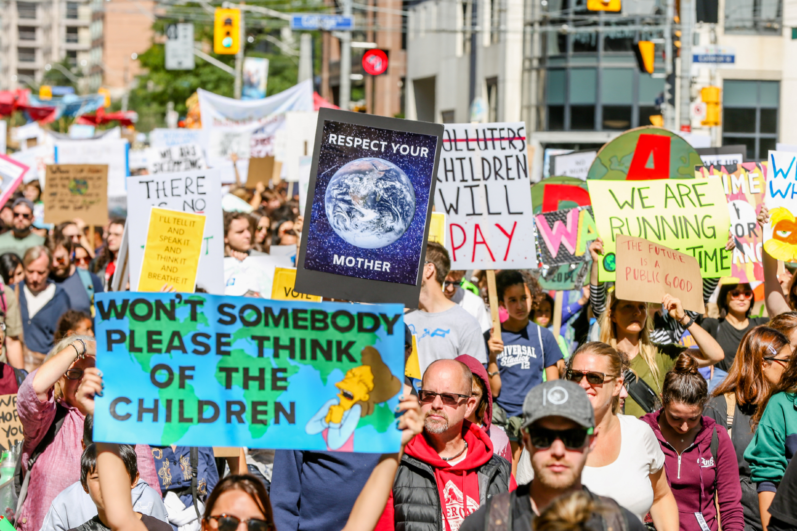 Protestors at the Climate March in Toronto in 2019.