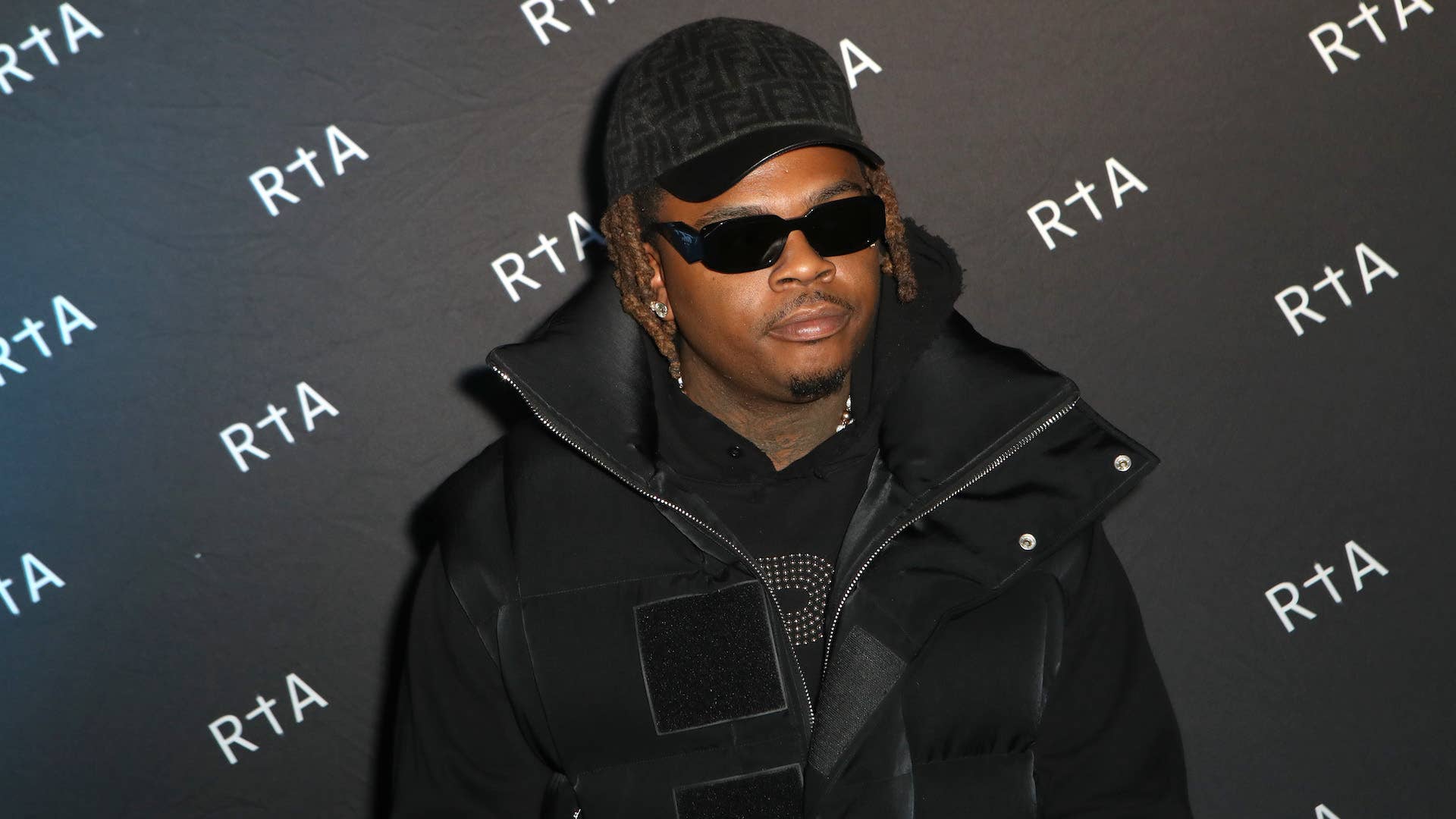 Gunna photographed at Superbowl event