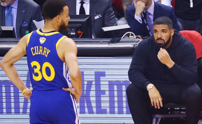 Drake and Steph Curry during the 2019 NBA Finals