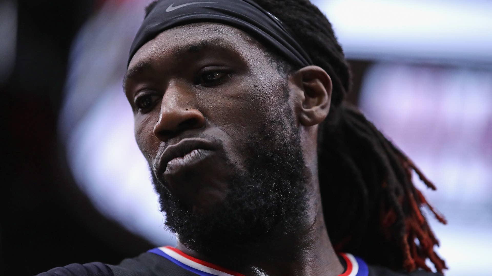 Montrezl Harrell prepares to reenter the game against the Chicago Bulls.