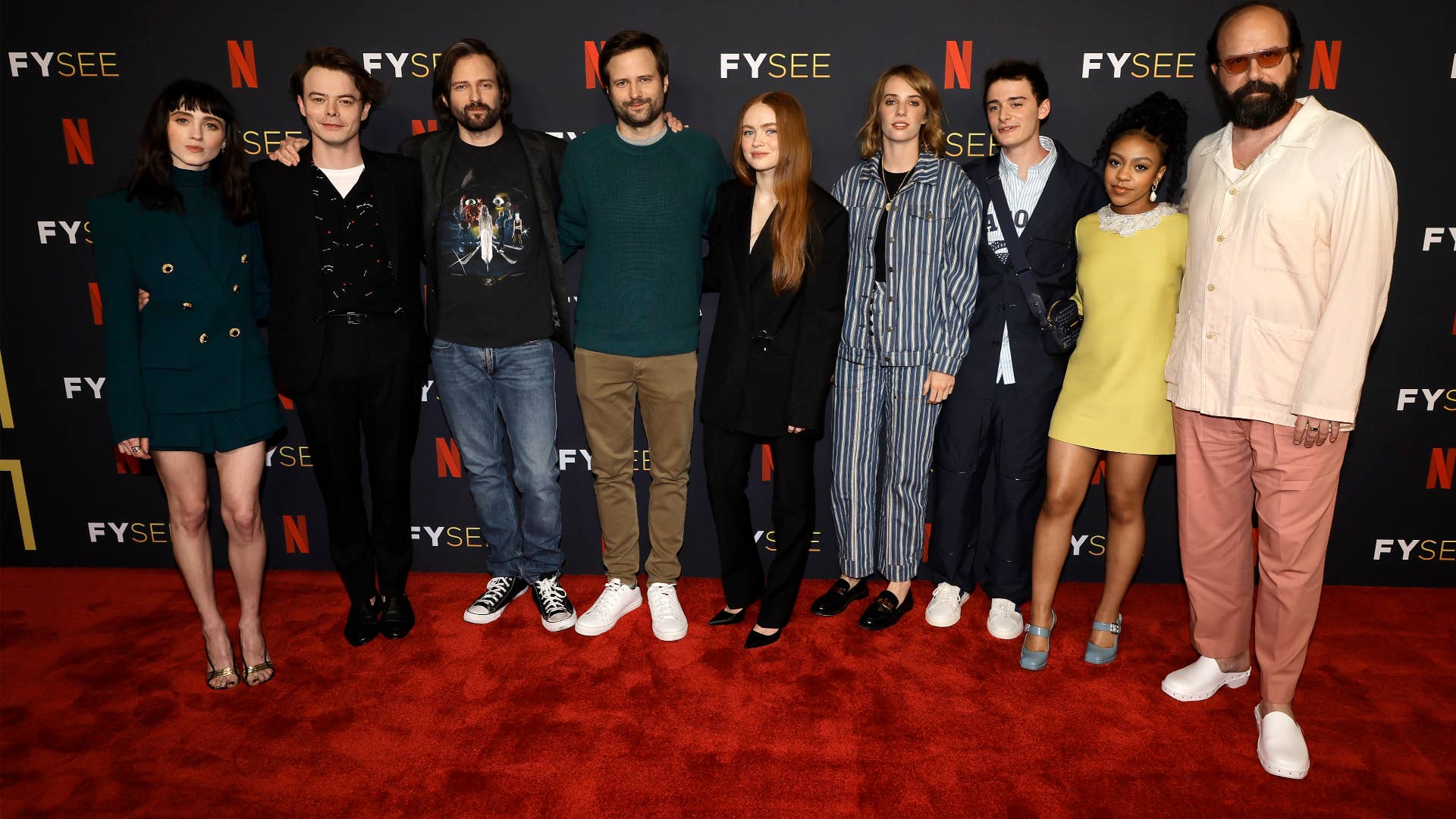 Cast members of Stranger Things are pictured
