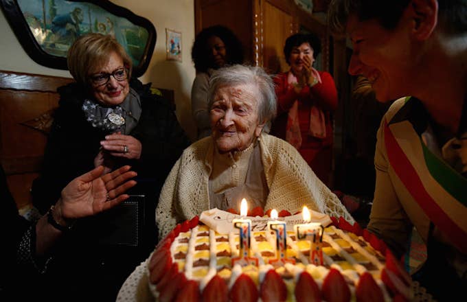 Emma Morano is seen at her 117th birthday