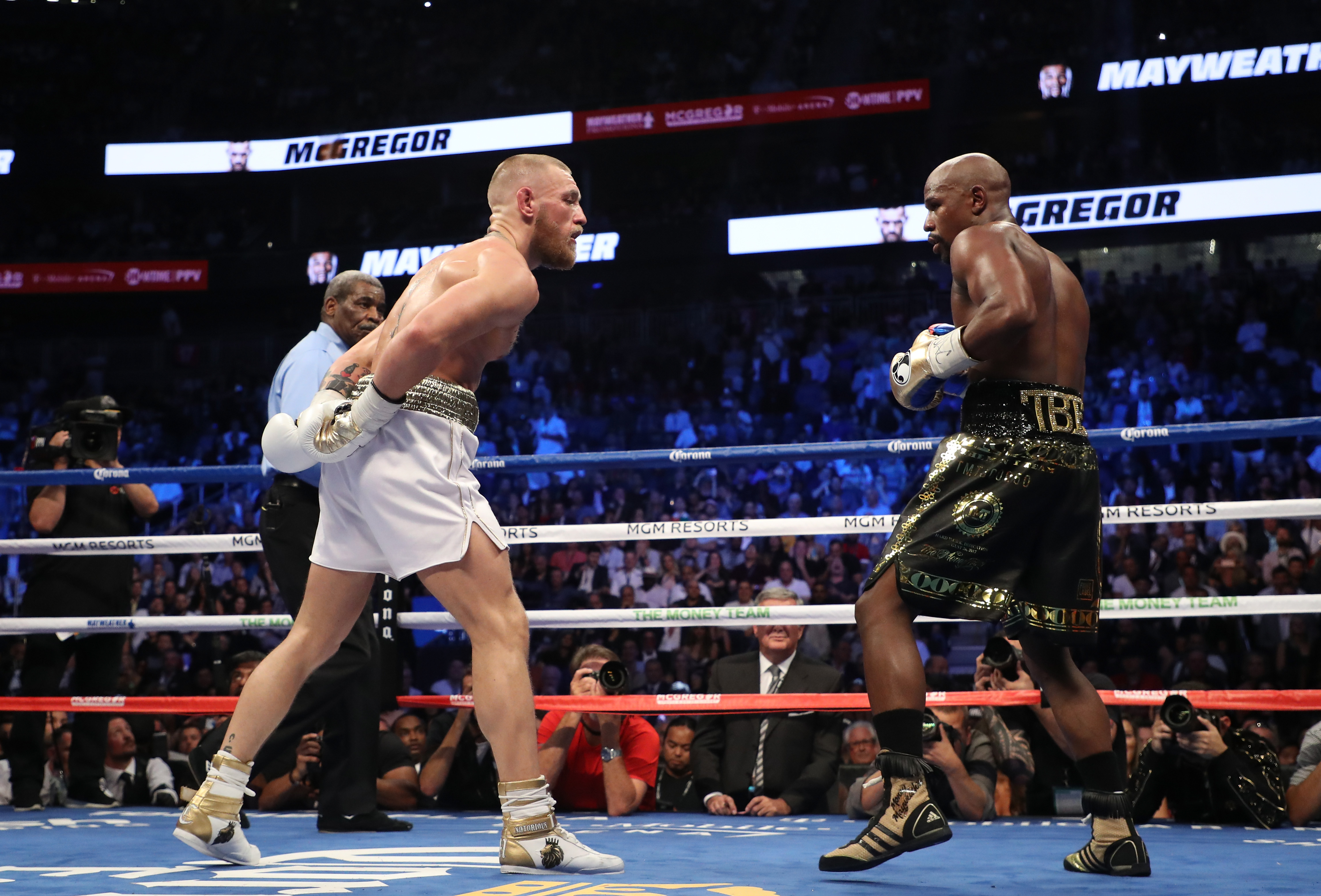 Conor McGregor Floyd Mayweather T Mobile Arena 2017 Getty