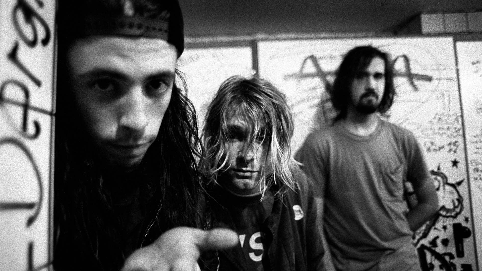 Nirvana posed together for a photo in Frankfurt on 1991.