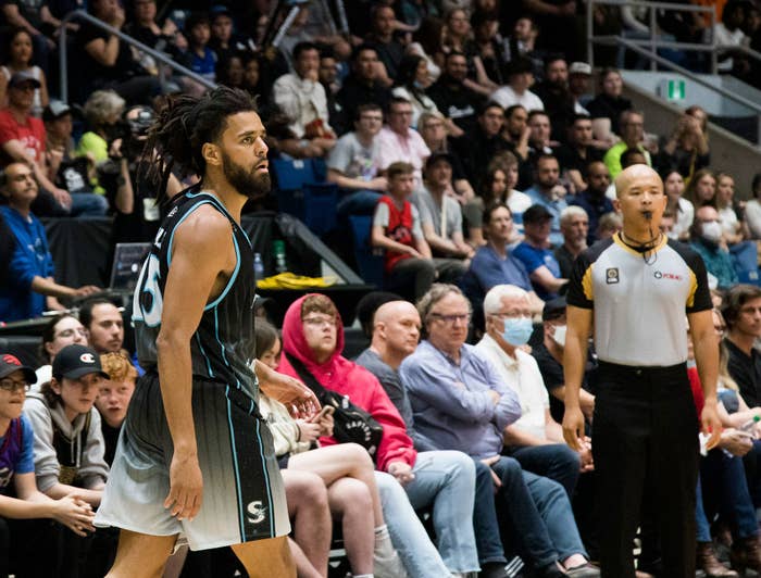 J. Cole at the Scarborough Shooting Stars game in Guelph