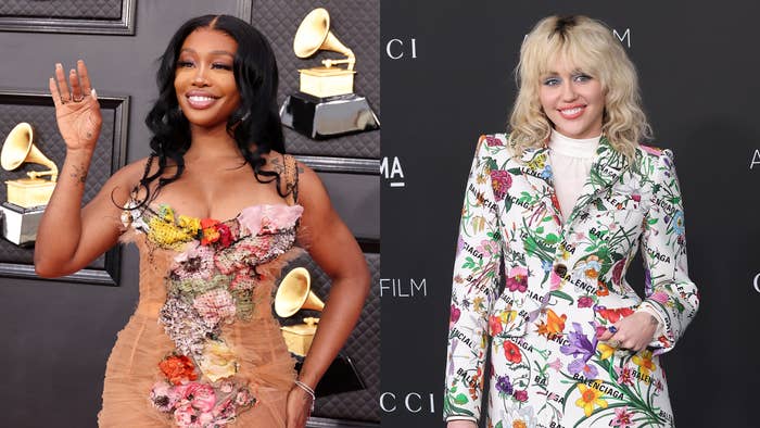 SZA attends the 64th Annual GRAMMY Awards/Miley Cyrus attends the 2021 LACMA Art + Film Gala
