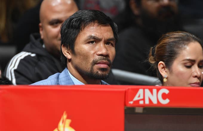 Manny Pacquiao attends the LA Clippers game