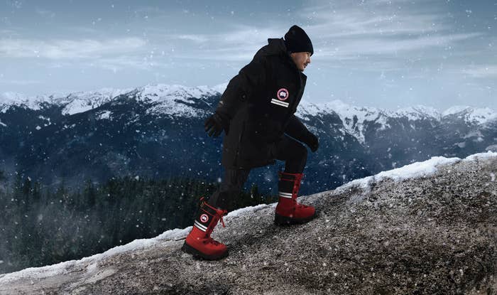 NHL alumni Jordin Tootoo hiking up a mountain in Canada Goose&#x27;s new footwear