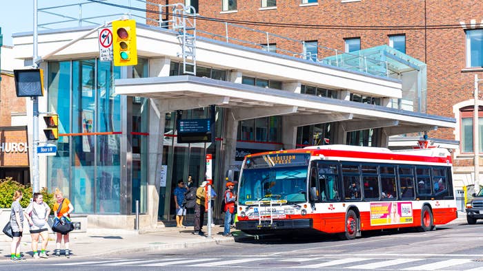 A bus at Dufferin station