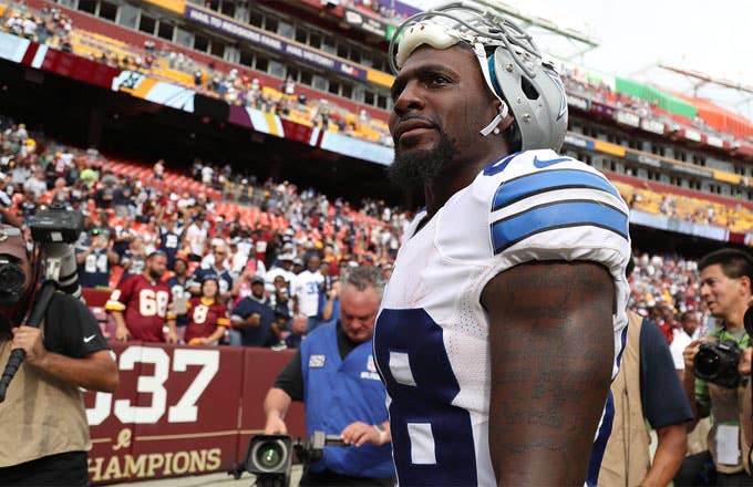 Dez Bryant walks off the field after the Cowboys beat the Redskins.