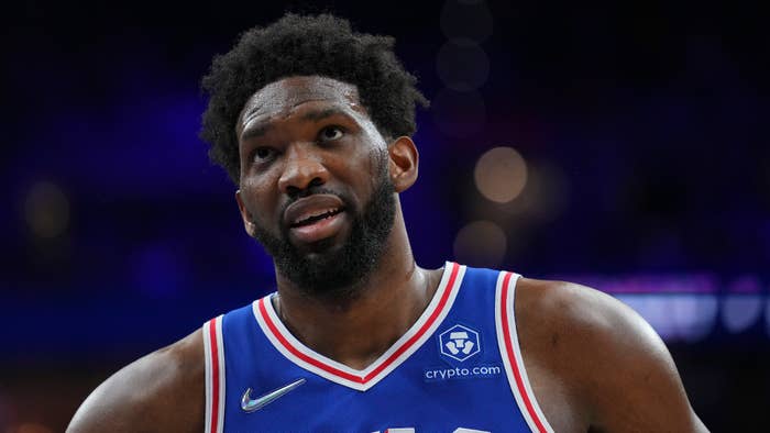 Photograph of Joel Embiid playing for Philly