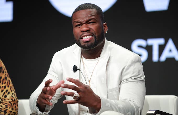Curtis &quot;50 Cent&quot; Jackson of &#x27;Power&#x27; speaks onstage during the Starz segment.