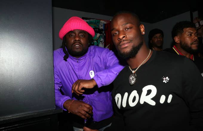 Wale (L) and Le&#x27;Veon Bell host the NFL Draft viewing party
