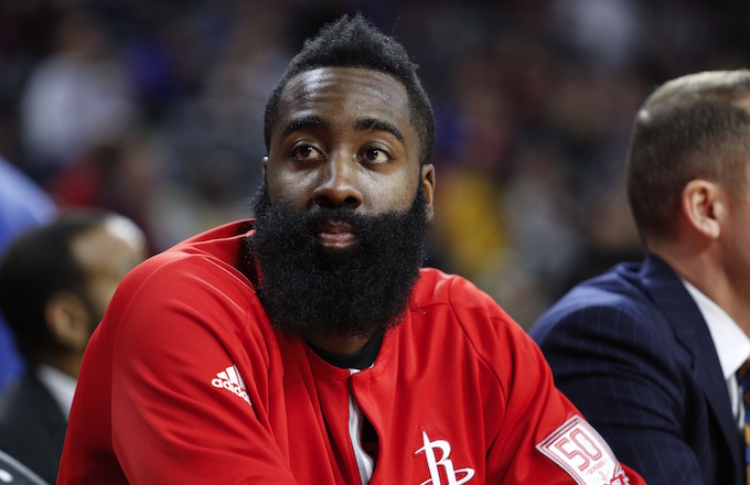 James Harden takes a break from filling up the stat sheet.