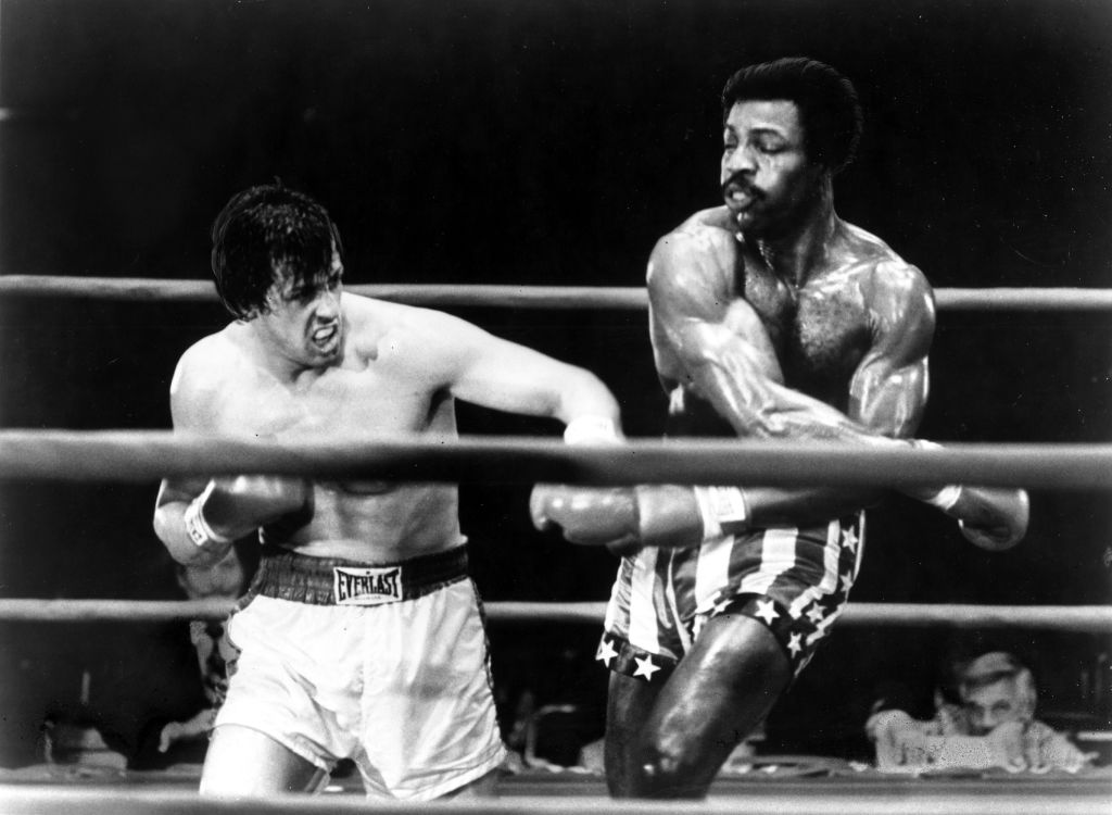 Sylvester Stallone and Carl Weathers in Rocky