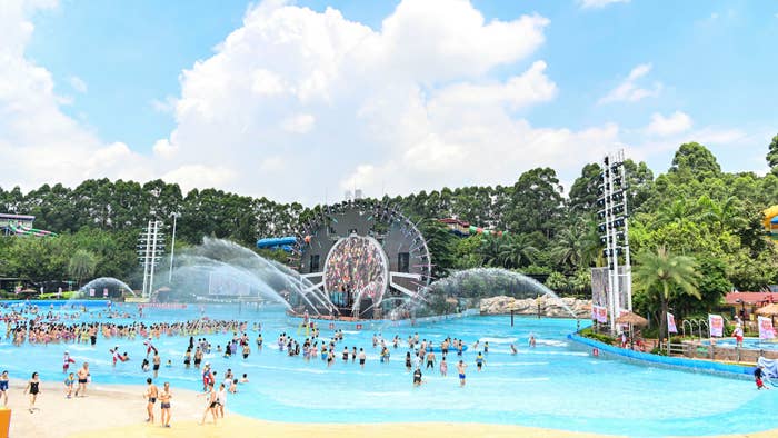 Photograph of patrons at water park in China