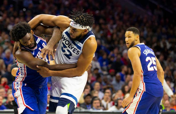 Joel Embiid gets in a fight with Karl Anthony Towns.